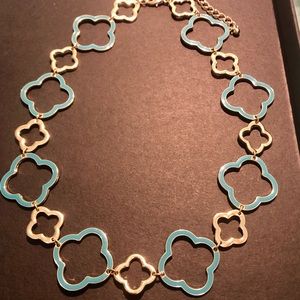 Gold and Turquoise Necklace Reversible 17” Extender Clover